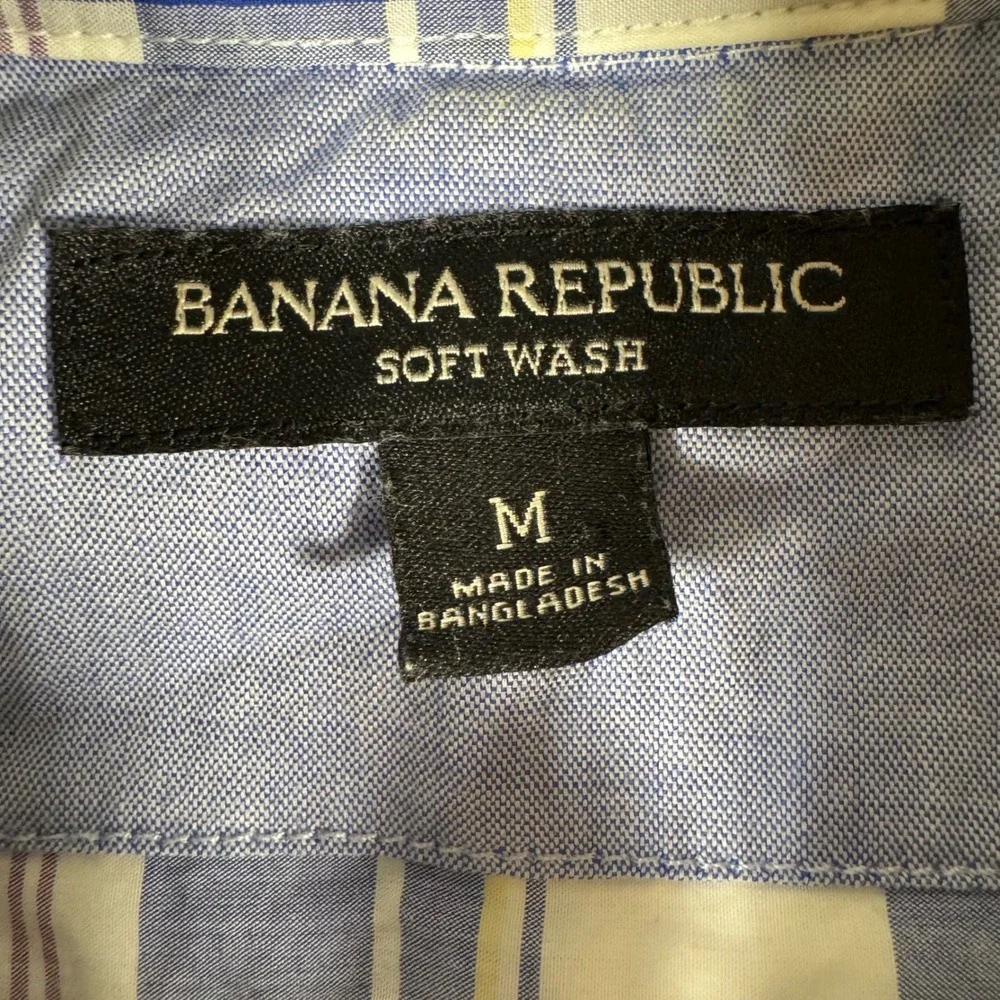 Banana Republic Button Down Shirt Mens M Multi‎ Plaid Excellent Soft Wash Cotton